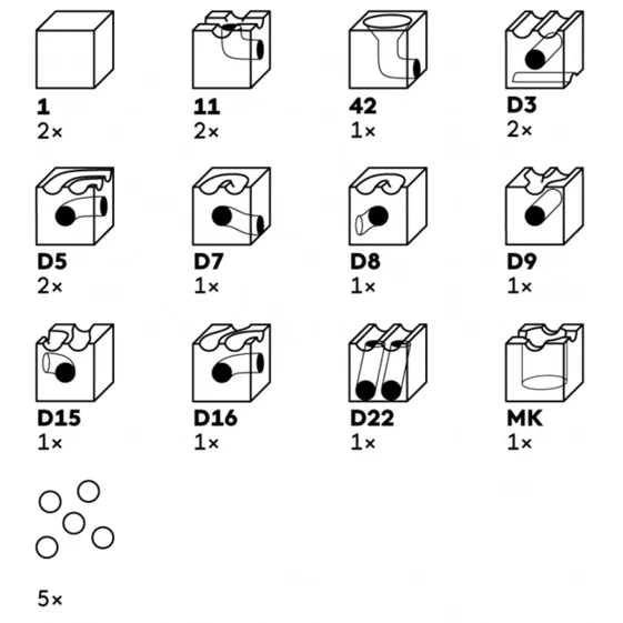 CUBORO Marble Run Extras - Duo Set of 16
