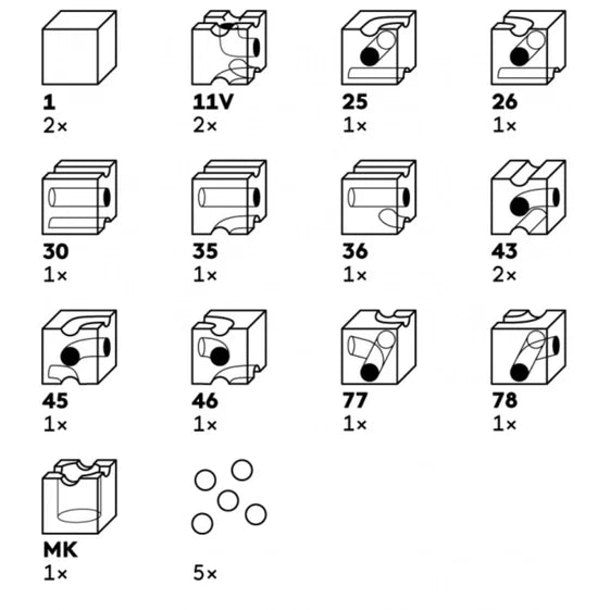 CUBORO Marble Run Extras - Pro Set of 16