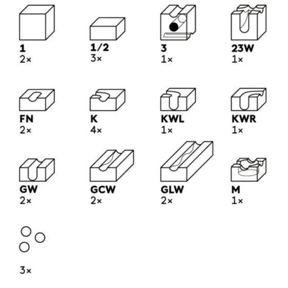 CUBORO Marble Run Extras - Wave Set of 22