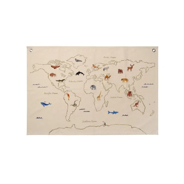 Ferm Living The World Textile Map – Off-white