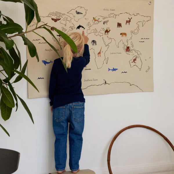 Ferm Living The World Textile Map – Off-white