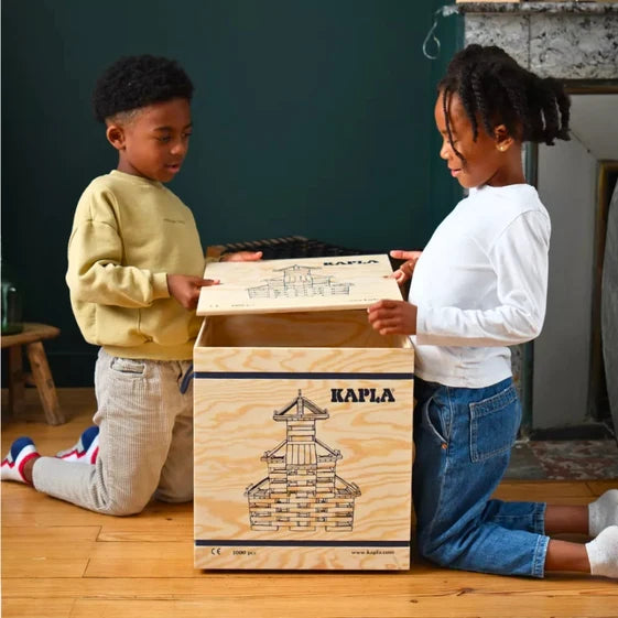 KAPLA Blocks Building Planks - 1000 Natural Set - Large Deluxe Wooden Box