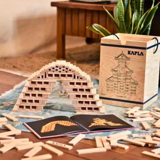 KAPLA Blocks Building Planks & Art Book - 280 Natural Set - Deluxe Wooden Box