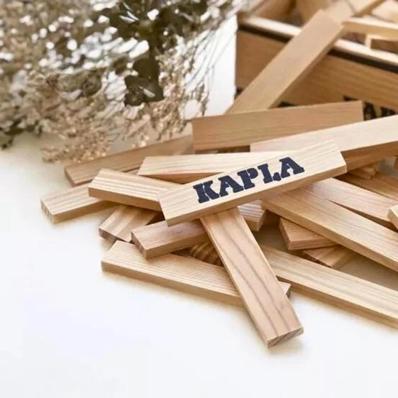 KAPLA Blocks Building Planks & Art Book - 280 Natural Set - Deluxe Wooden Box