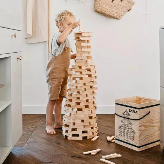KAPLA Blocks Building Planks & Art Book - 280 Natural Set - Deluxe Wooden Box