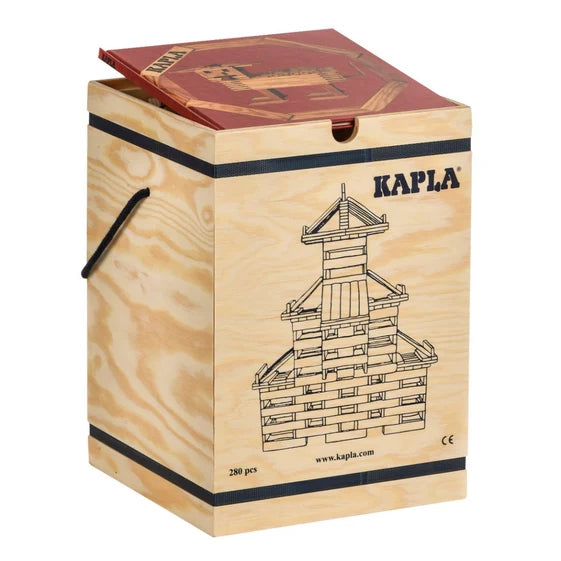 KAPLA Blocks Building Planks & Art Book - 280 Natural Set - Deluxe Wooden Box