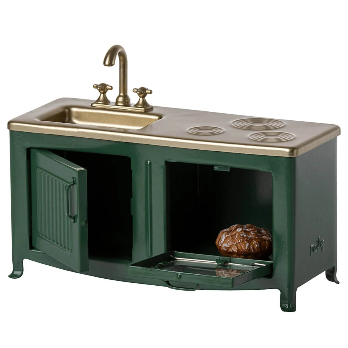 Maileg - Metal Kitchen Gold with Pie, Dark Green