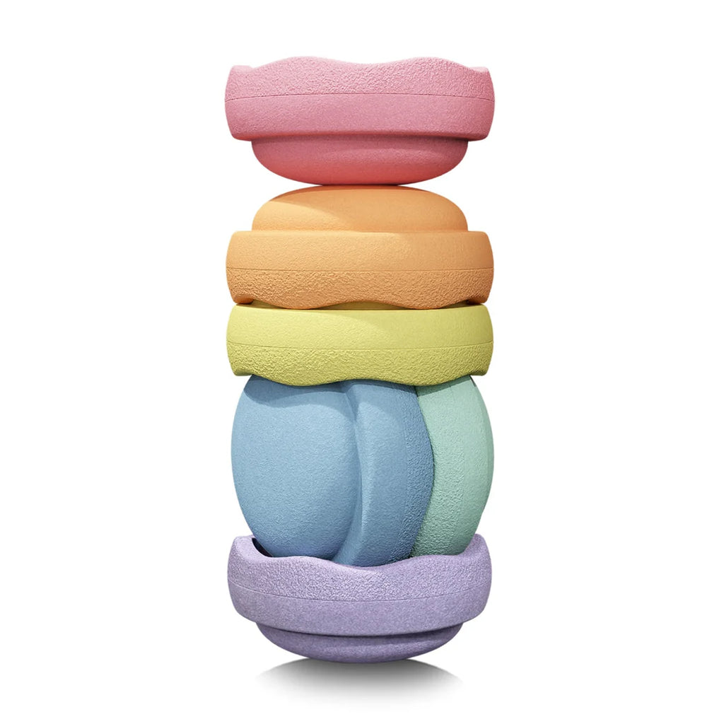 Stapelstein Original Balancing & Stepping Stones – Pastel Rainbow Set
