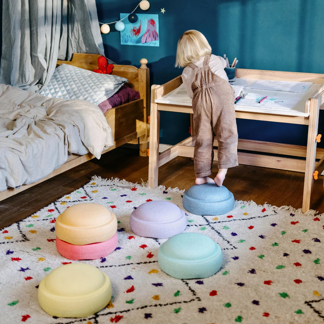 Stapelstein Original Balancing & Stepping Stones – Pastel Rainbow Set