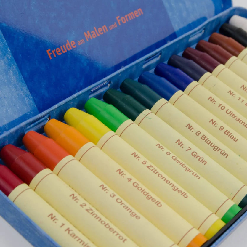 STOCKMAR Wax Stick Crayons - 16 Sticks in Tin, Extended Standard Mix