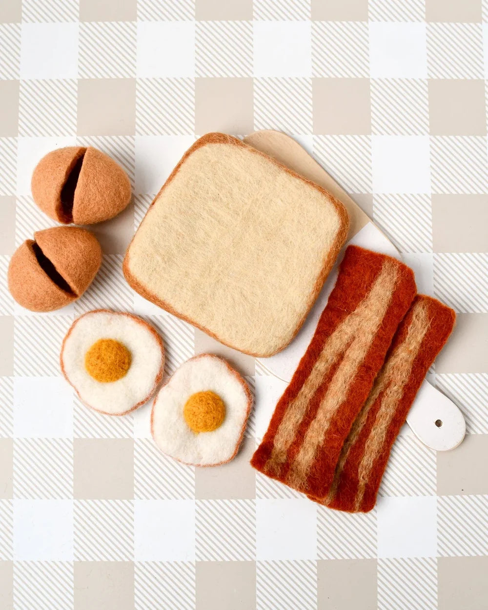 Tara Treasures Felt Bacon and Eggs Breakfast Set